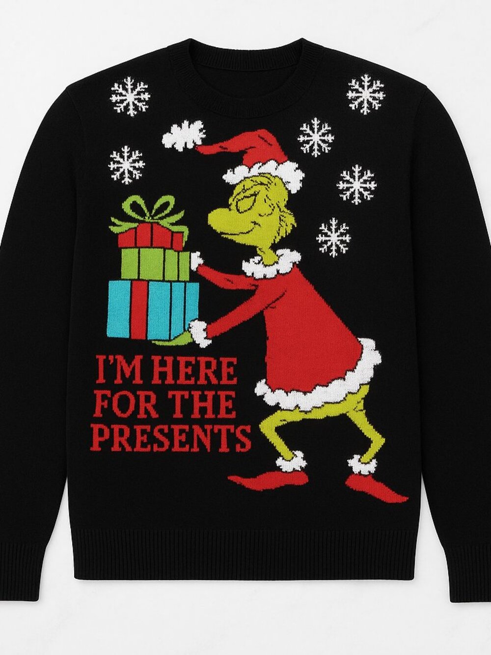 Grinchmas Men's Black Christmas Graphic Crewneck Sweater